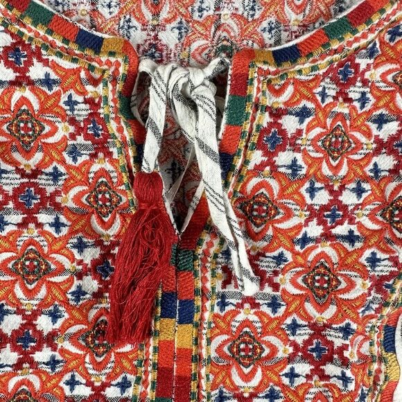 Savanna Jane Top Womens 3X Floral Embroidered Striped Flutter Sleeve Shirt Boho - Picture 4 of 13